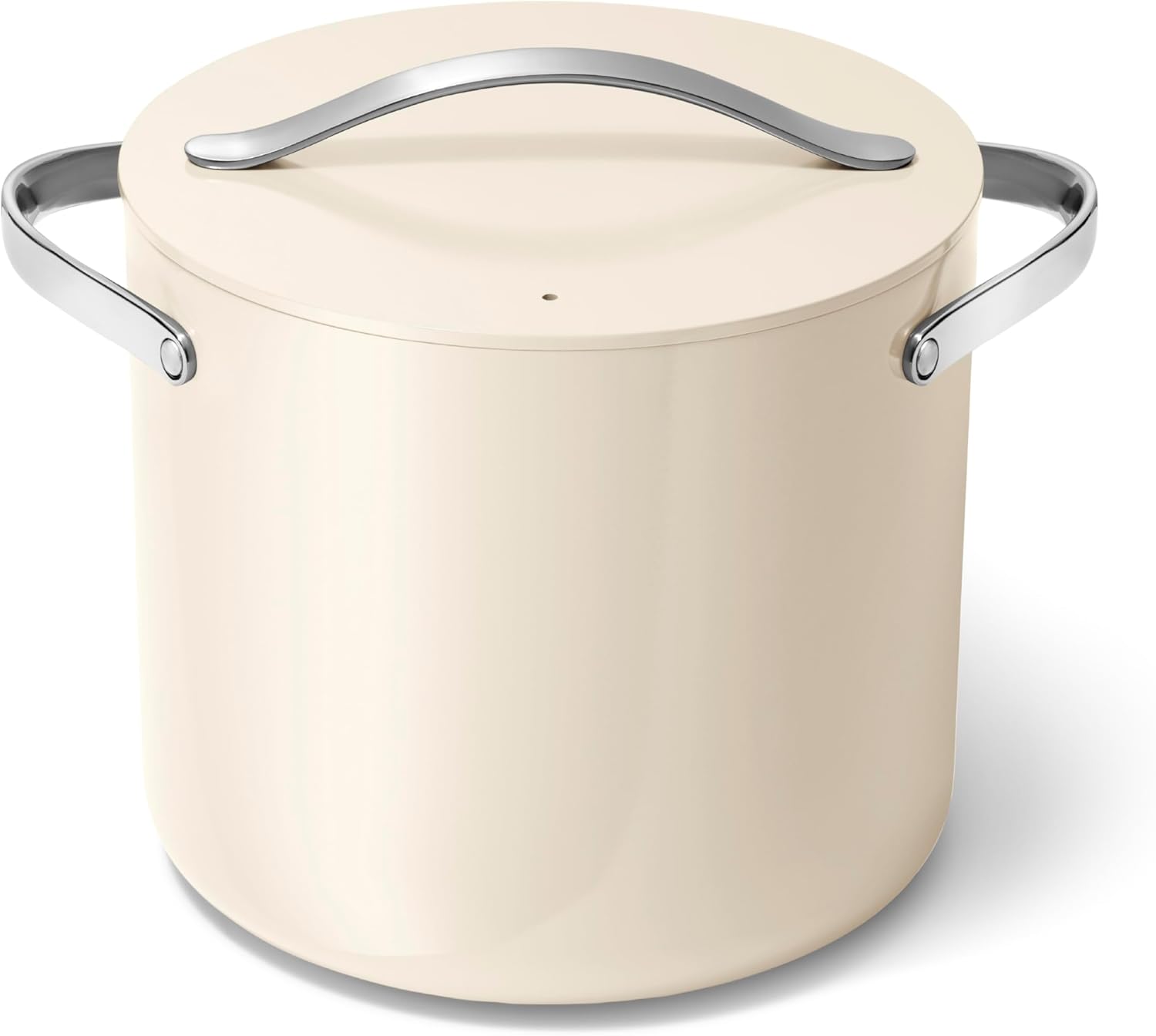Stock Pot - 12 Qt Ceramic Coated Pot With Lid - Fee From Large Pot for Bigger Batches - Cream