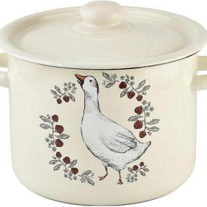Enamel Pot with Enamel Lid 2.1 Qt (2 L) Cooking Pot, Soup Pot, Induction Safe, Dishwasher Safe