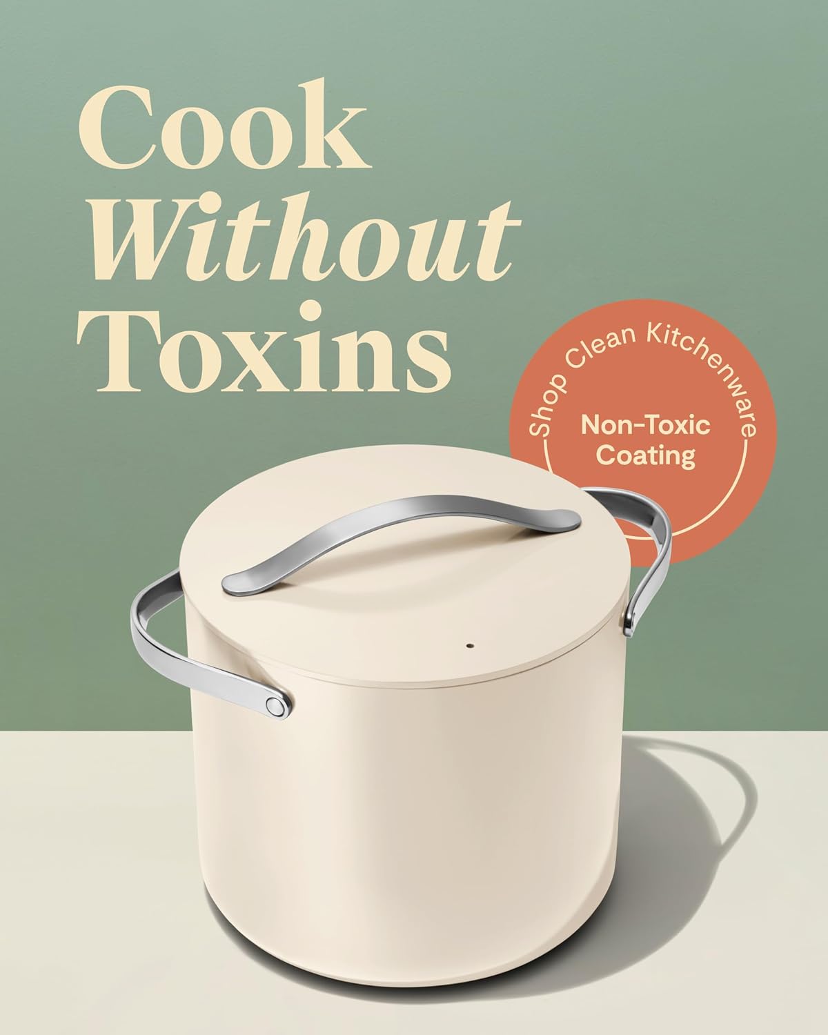 Stock Pot - 12 Qt Ceramic Coated Pot With Lid - Fee From Large Pot for Bigger Batches - Cream - Image 2