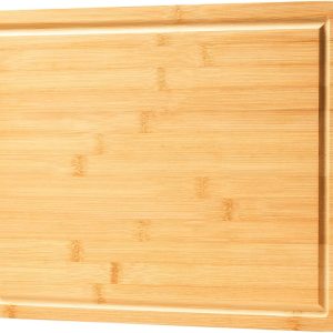 Bamboo Wood Cutting Boards for Kitchen, 1" Thick Charcuterie Boards, Butcher Block with Juice Grooves & Handles