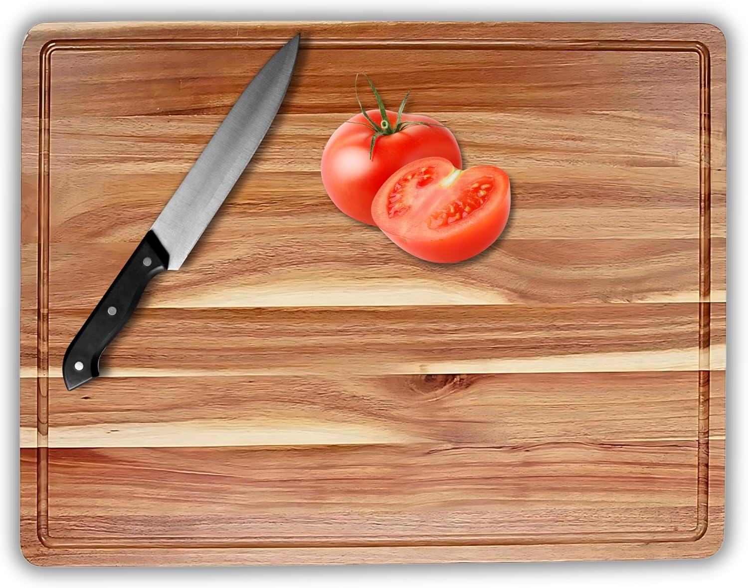 Non Toxic Acacia Wood Cutting Board – Premium Large & Reversible Cutting Boards for Kitchen - Mess-Free Cooking with Juice Groove