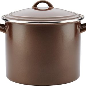 Kitchenware  Enamel on Steel Stock Pot/Stockpot with Lid, 12 Quart, Brown Sugar